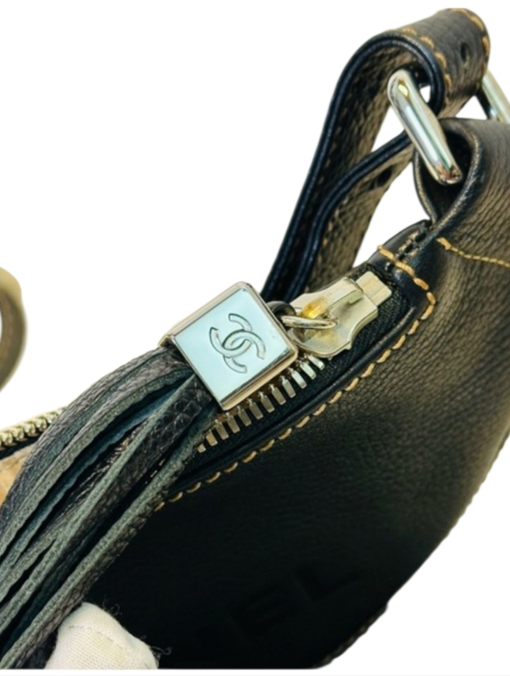 CHANEL Black Crescent Leather Shoulder/crossbody Bag with Tassel Accent - Picture 3 of 11